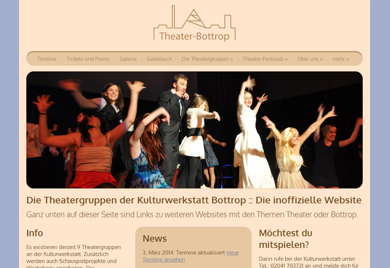 Homepage der Theatergruppen der Kulturwerkstatt in Bottrop.